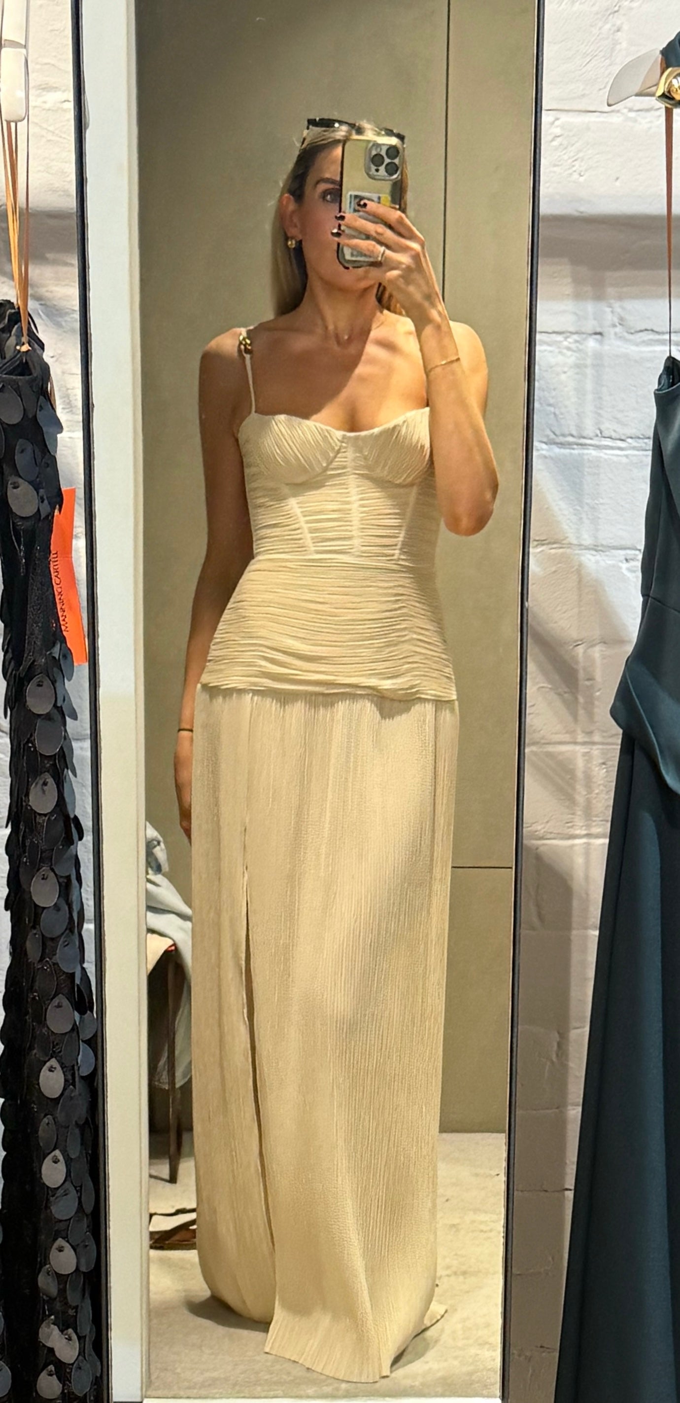 Double Time Pleat Dress - Nude