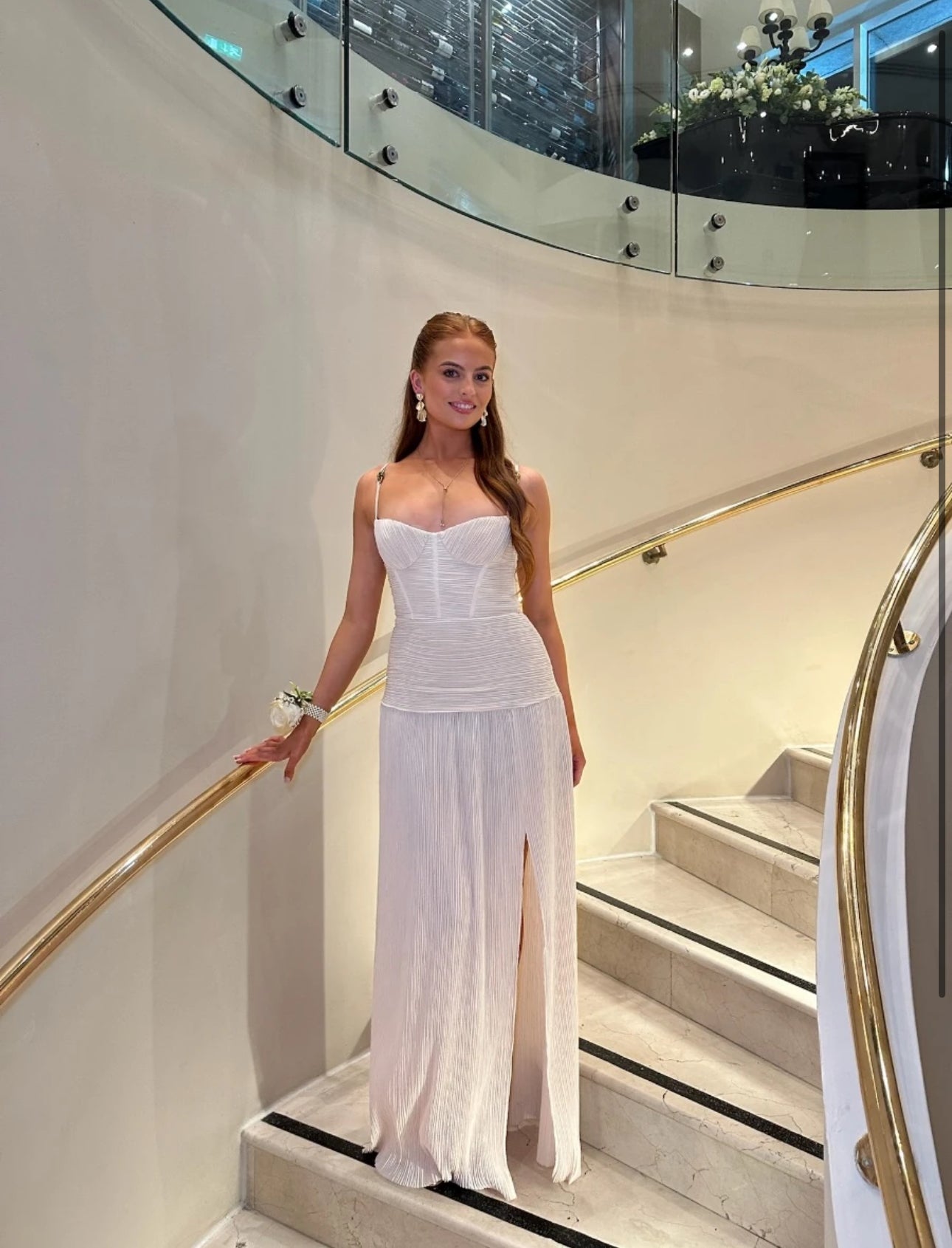 Double Time Pleat Dress - Nude