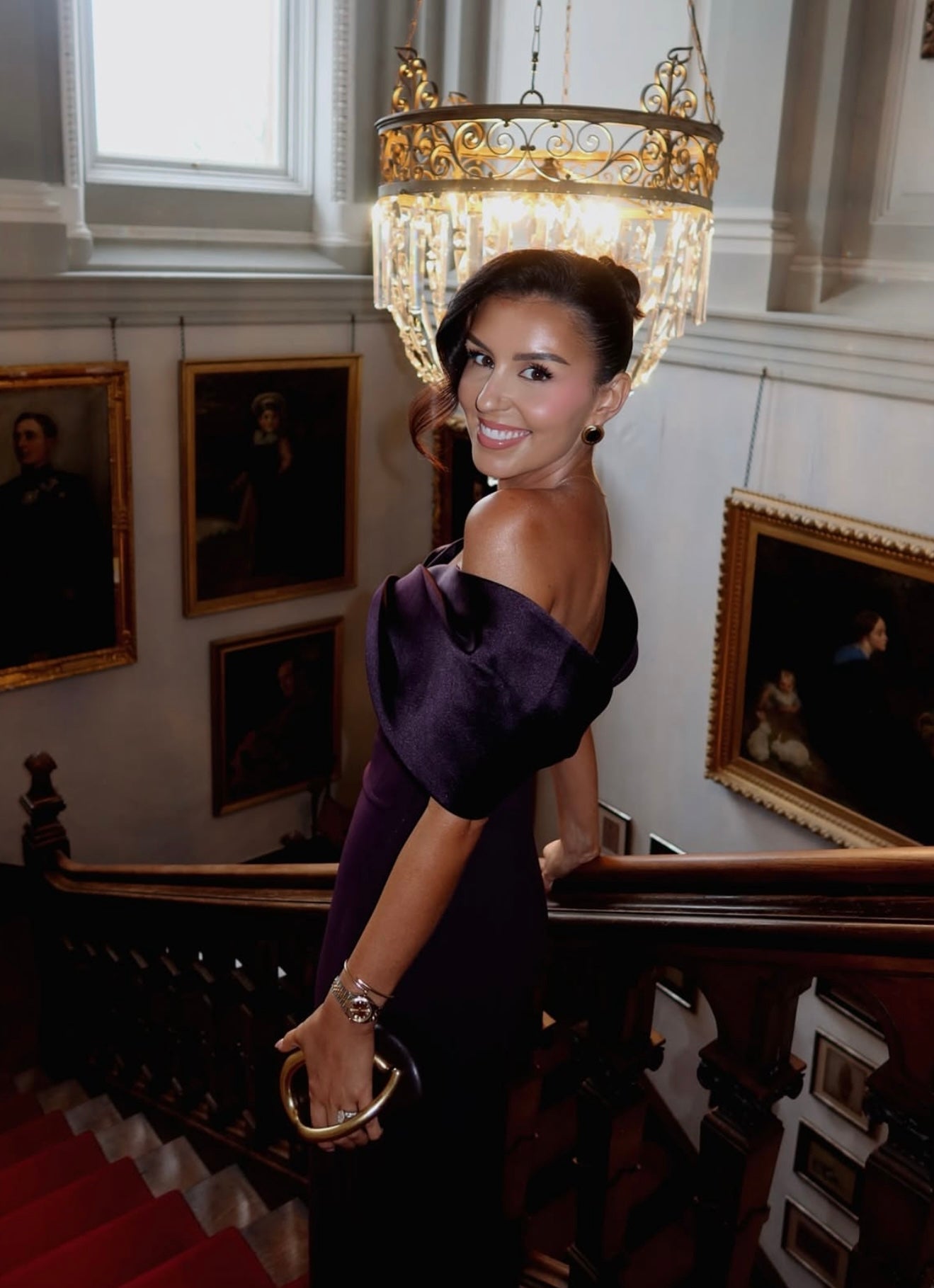 SOLACE LONDON Dakota off-the-shoulder crepe and satin-twill gown