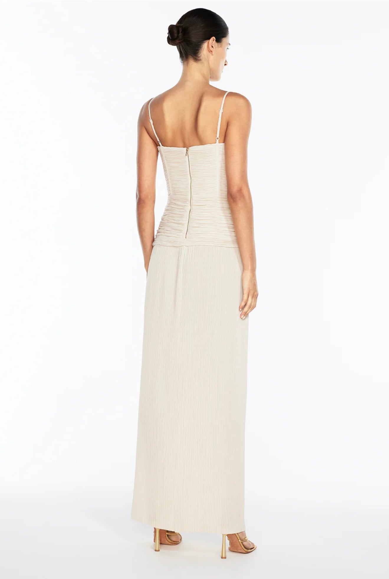 Double Time Pleat Dress - Nude