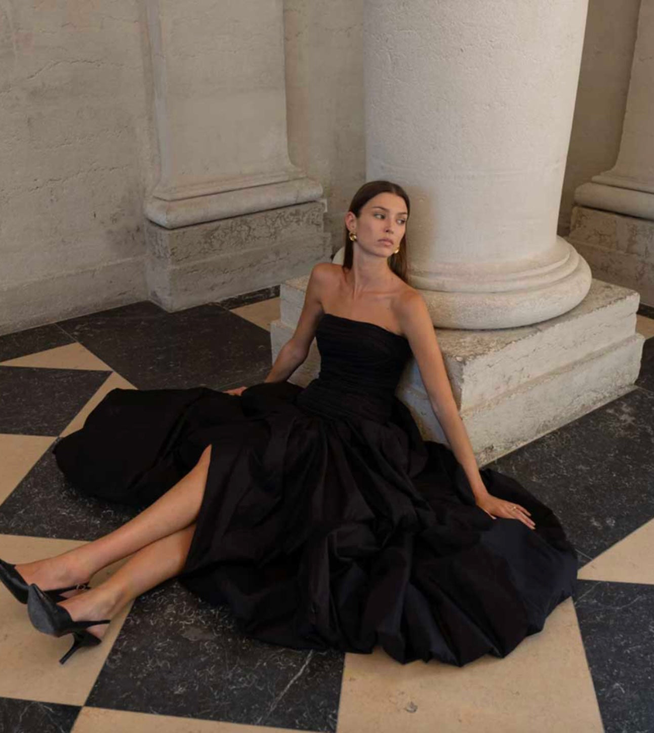 AJE Bubble Hem Maxi Dress - Black