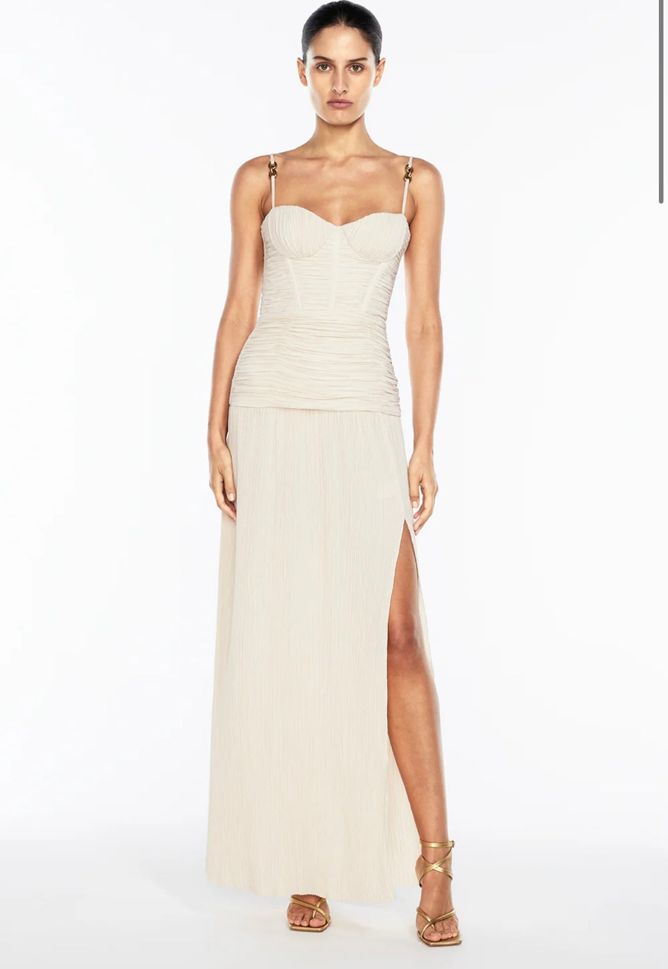 Double Time Pleat Dress - Nude