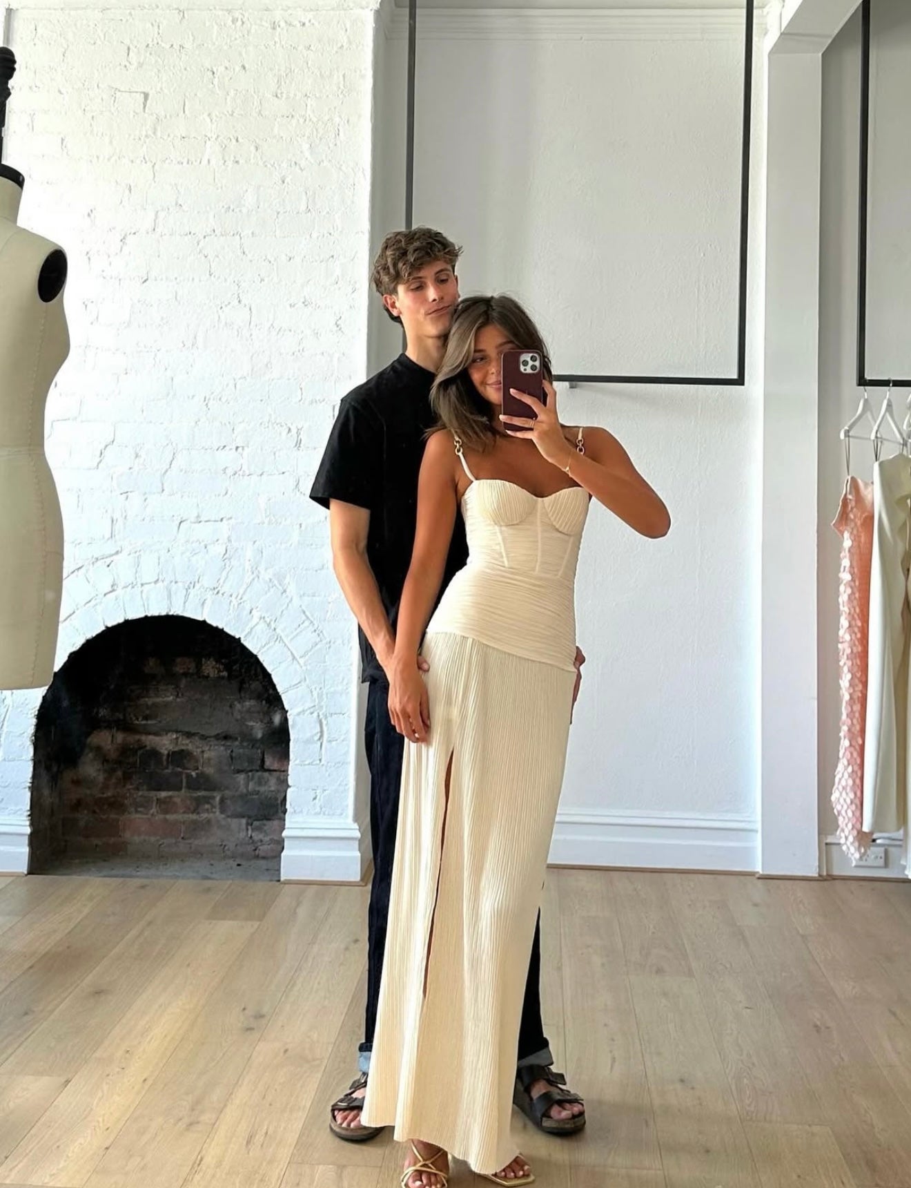 Double Time Pleat Dress - Nude