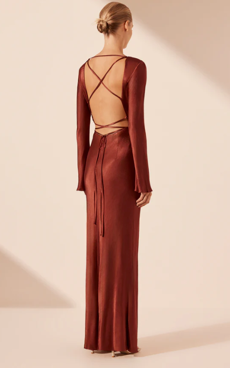 Shona Joy Lino Open Back Maxi Dress