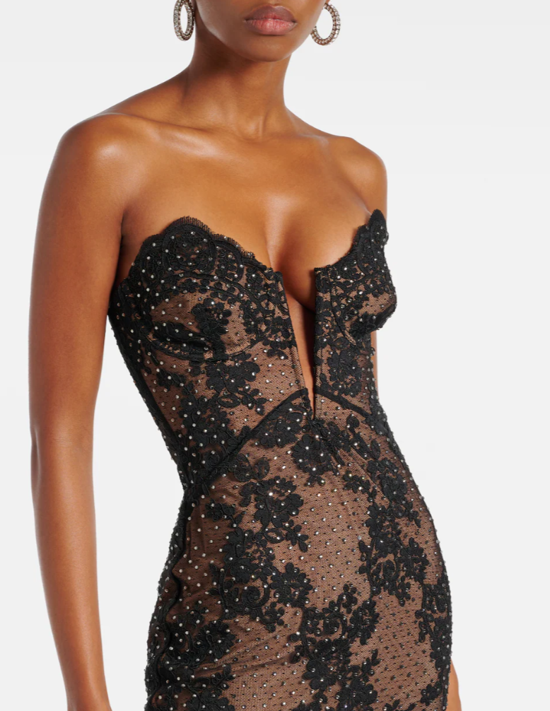 Self-Portrait Embellished sheer lace gown