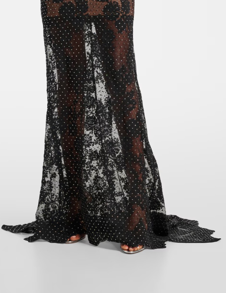 Self-Portrait Embellished sheer lace gown