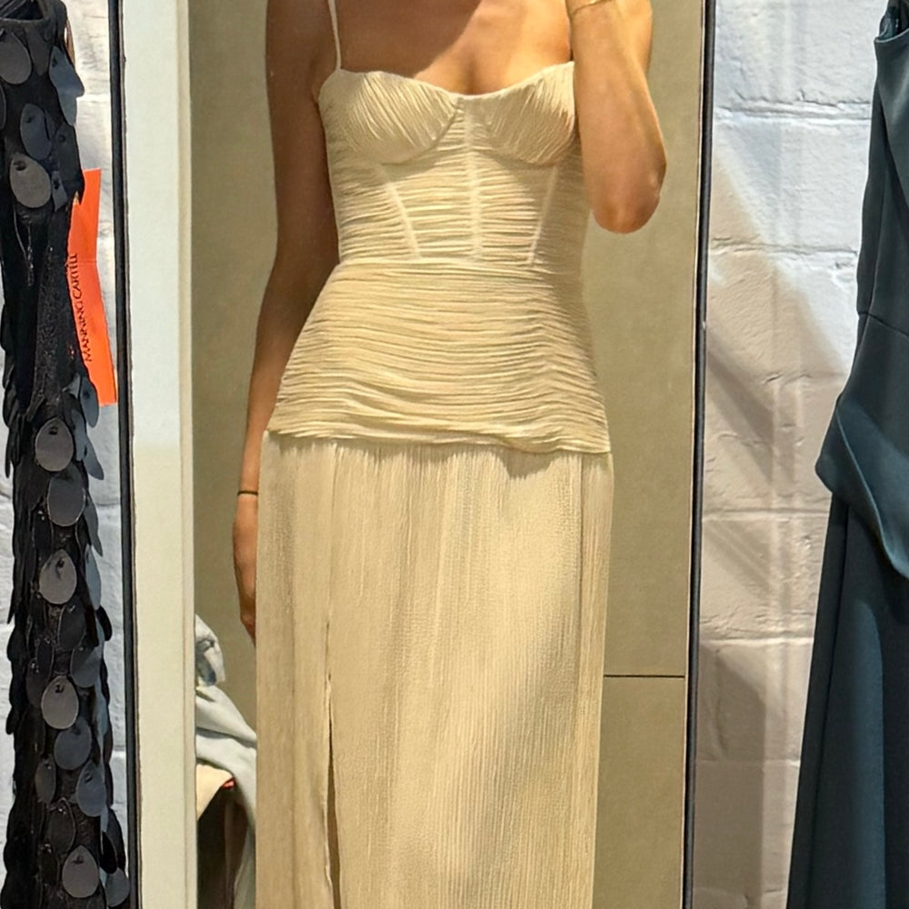 Double Time Pleat Dress - Nude