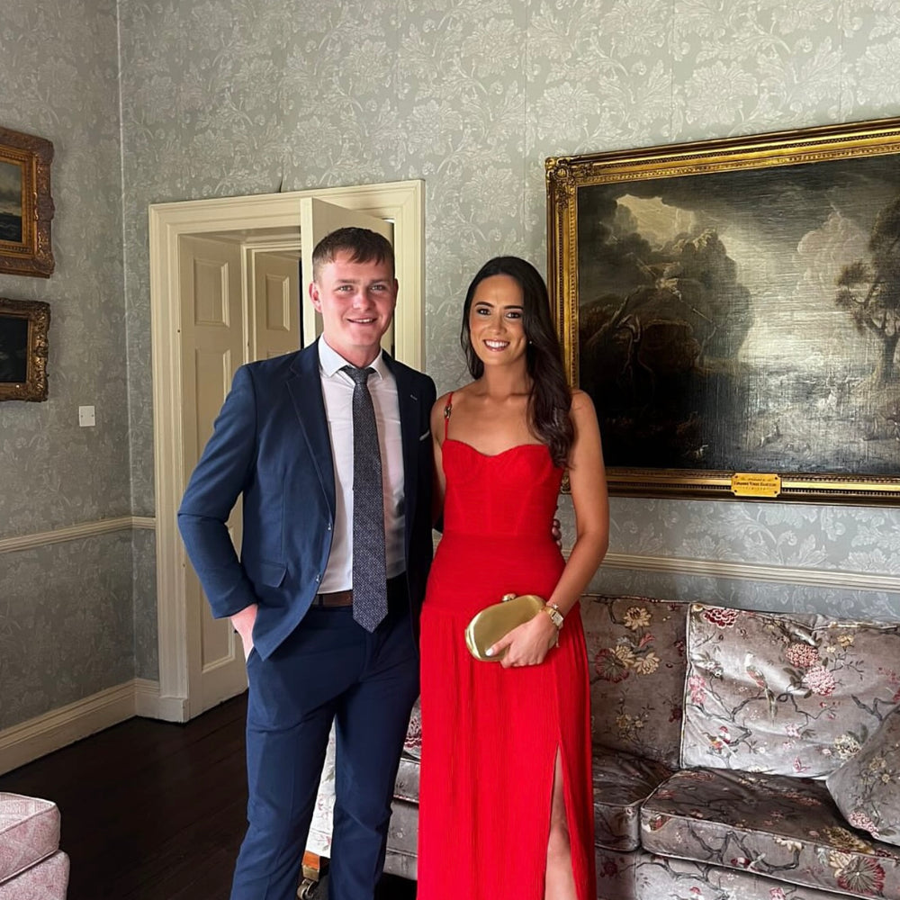 Double Time Pleat Dress - Red