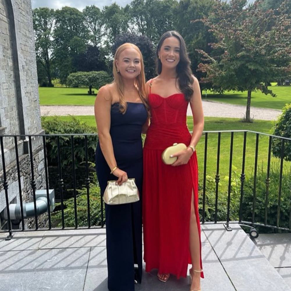 Double Time Pleat Dress - Red