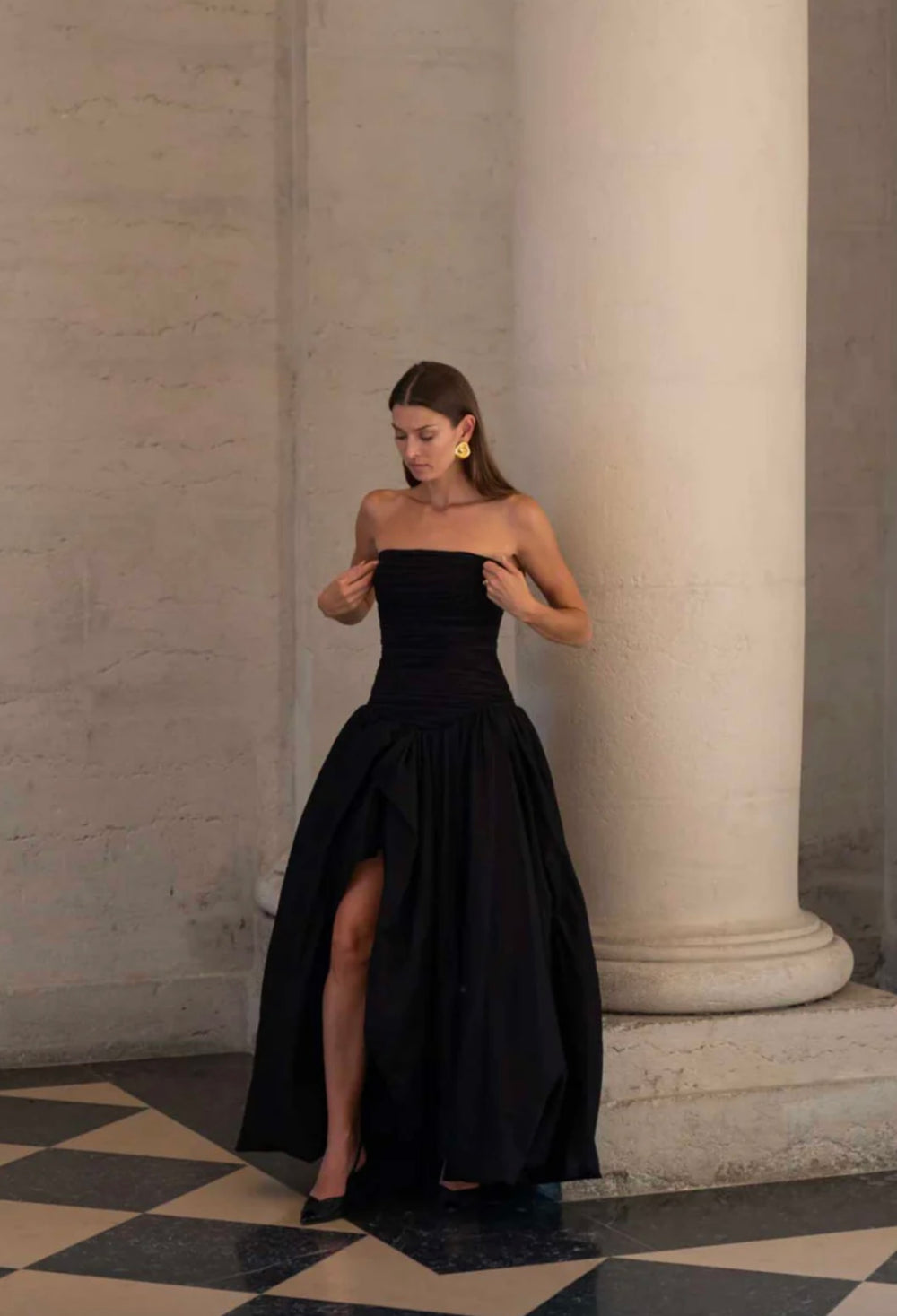 AJE Bubble Hem Maxi Dress - Black