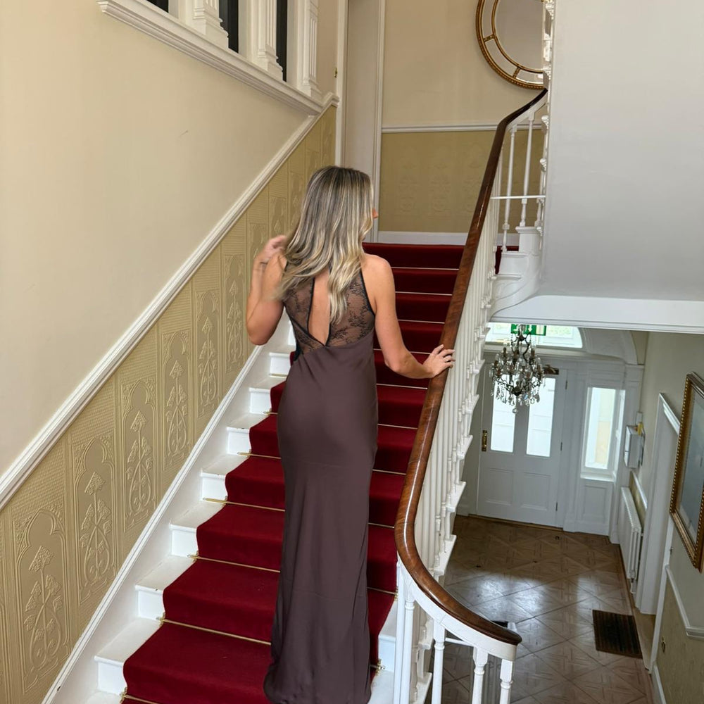 
                      
                        Rotate brown lace-detail maxi dress
                      
                    