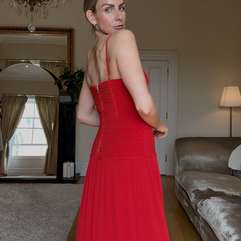 
                      
                        Double Time Pleat Dress - Red
                      
                    