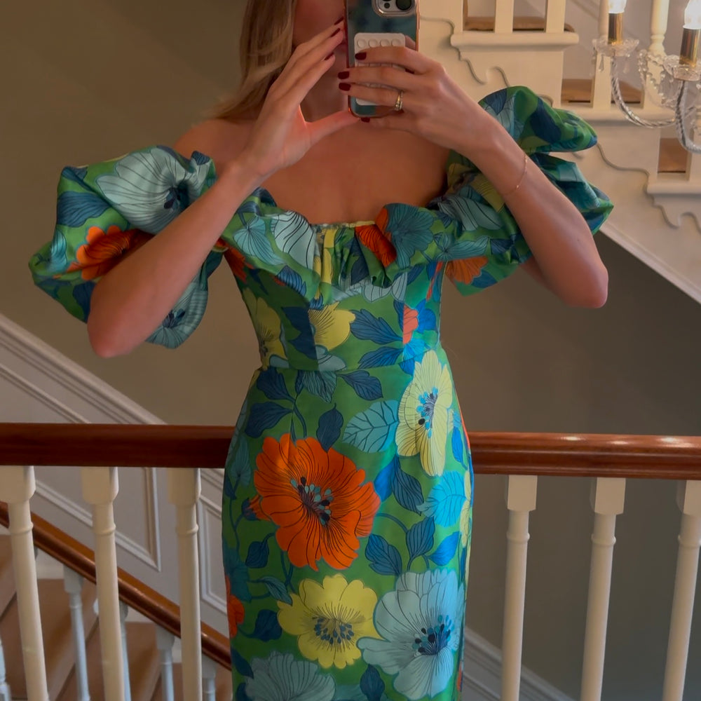 
                      
                        Alémais Floral Ruffled Midi
                      
                    