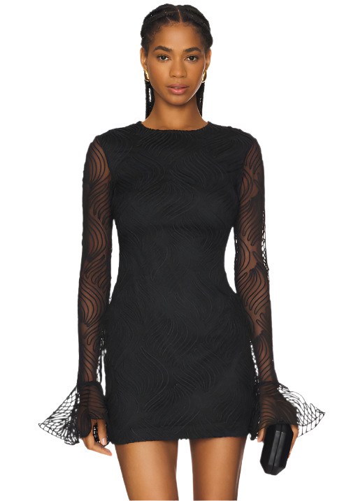 Rotate Shiny Mini Flounce Dress